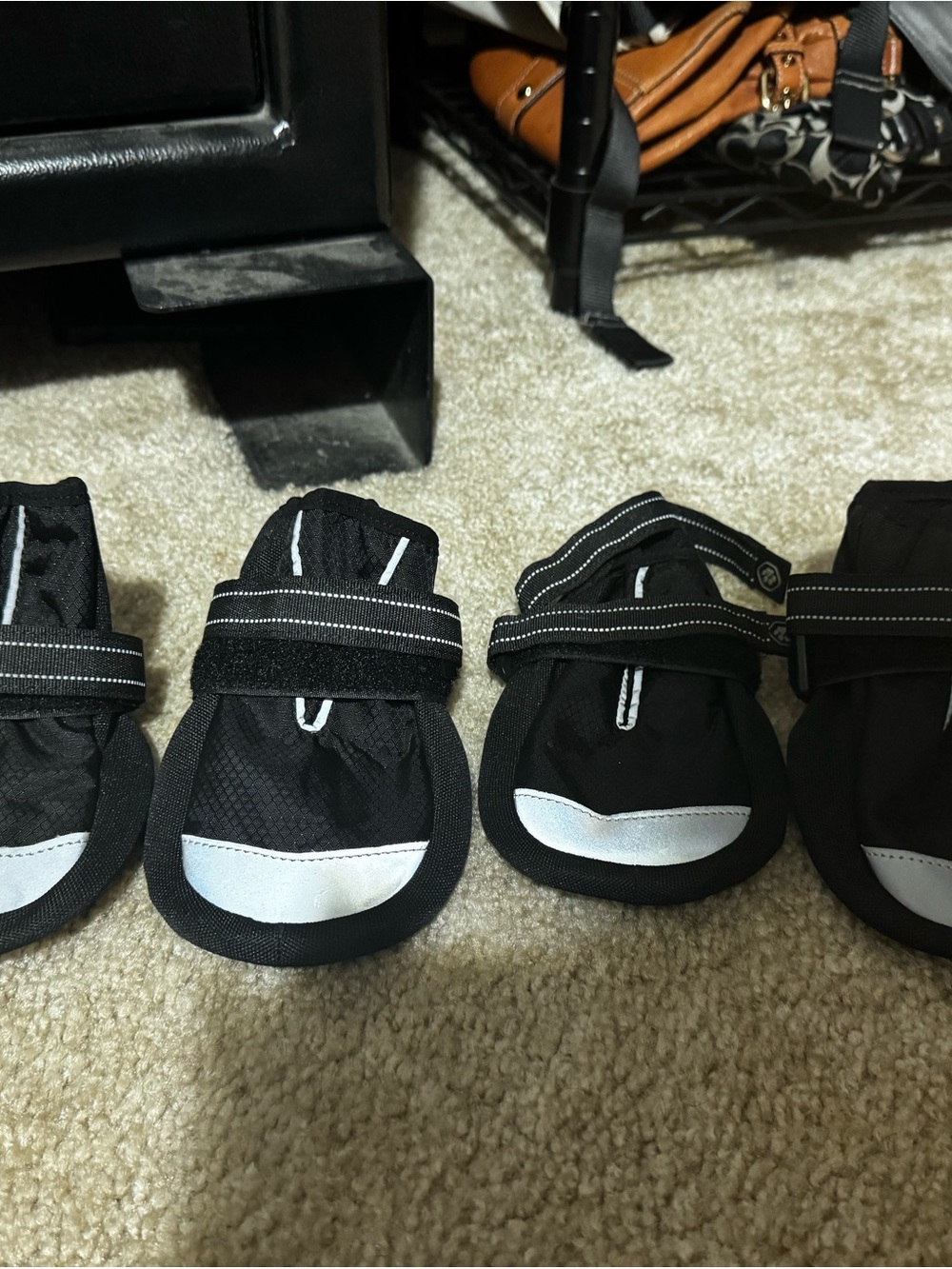 Reflective Black Dog Booties with Adjustable Straps